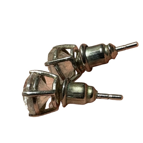 Signed JCM 925 CZ China Sterling Silver & 3 CT 7mm Solitaire CZ Stud Earrings - Picture 16 of 16